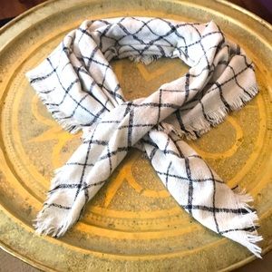 Off white and black plaid wrap